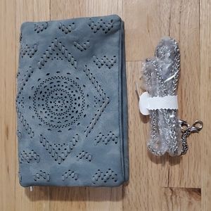 Free People Harper Crossbody / Clutch - Vegan Leather - Light Blue - Never Used